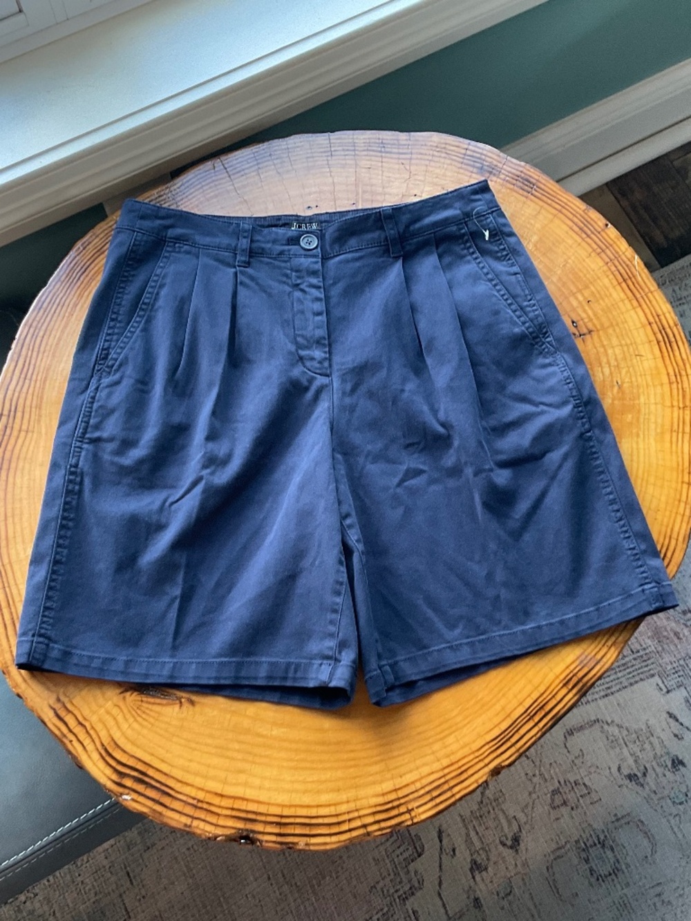 J. Crew Pleated Heritage Chino Shorts Navy Blue Classic Americana NWT